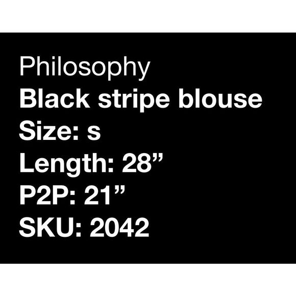 Philosophy black and white striped blouse- size s - Picture 5 of 5
